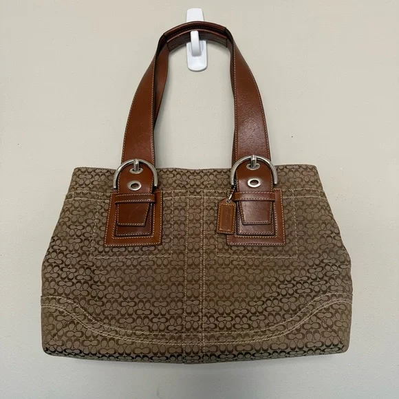 Coach Y2K Demi Signature Print Brown Soho Buckle Leather Canvas Tote Bag - Picture 6 of 16